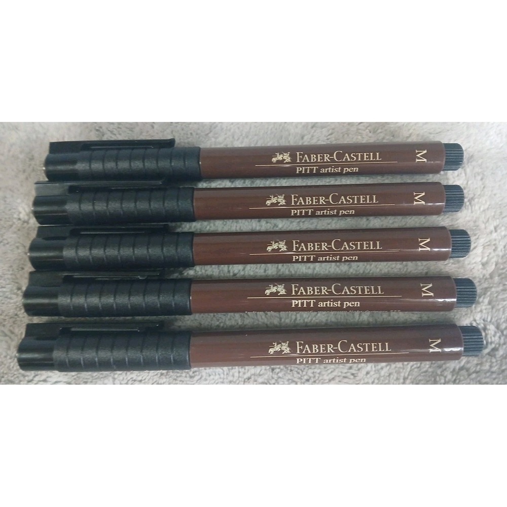 Lot‎ Of 5 Faber-Castell PITT Artist Pen Indian Ink PP M 0.7mm Point Pen READ